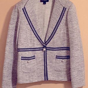 St. John Couture Blue Jacket/Metallic Threads.